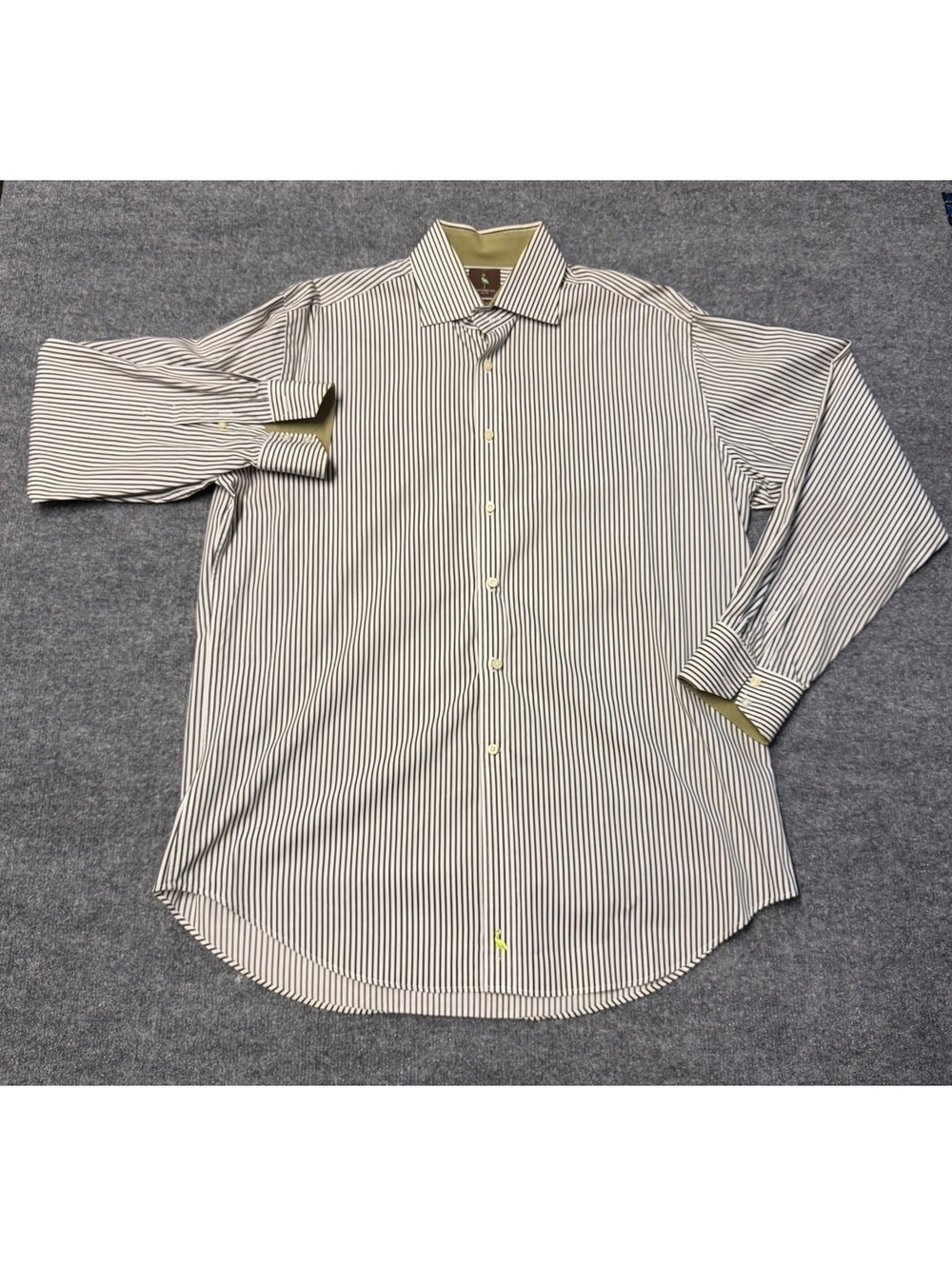 TailorByrd Men’s XL Black & White Striped Cotton Shirt